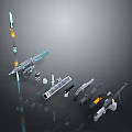 Futuristic Weapon Collection Featuring Sci Fi Swords Guns And Mechanical Components