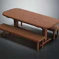 Wooden Dining Table and Bench Set with Rustic Design for Home Kitchen Area