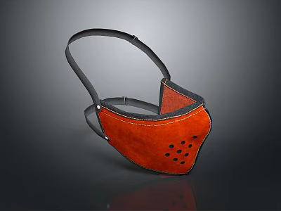 Orange Fabric Face Mask With Black Straps And Breathable Holes Design 3d model