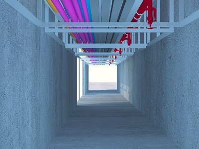 Modern Corridor Electromechanical Pipeline 3d model