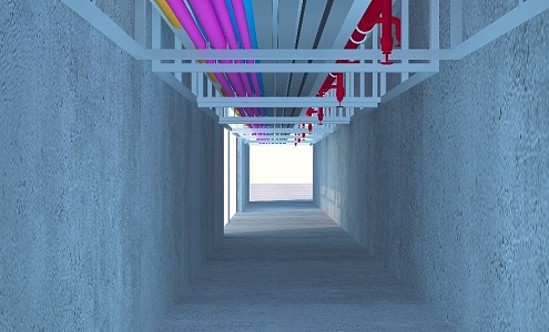 Modern Corridor Electromechanical Pipeline 3d model