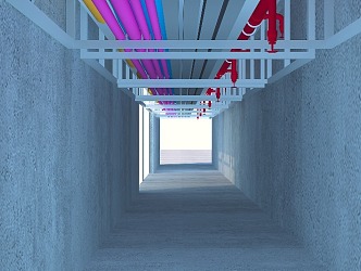 Modern Corridor Electromechanical Pipeline 3d model