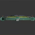 Cartoon Scene Of Green Circular Device With Yellow Warning Stripes Grid Top And Support Legs