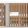 Wooden Shelf Unit With Multiple Compartments Holding Vases Teapots Baskets And Decorative Plates