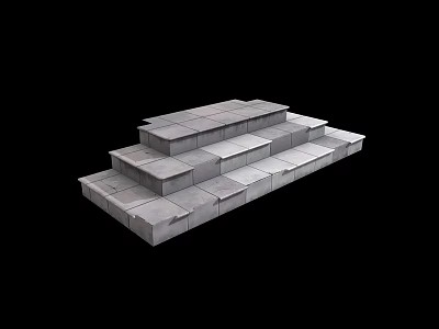 Modern Stepped Structure Composed Of Stacked Gray Blocks With Geometric Design 3d model