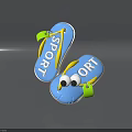 Blue Sport Slippers With Green Straps And Eye Decorations For Casual Summer Wear
