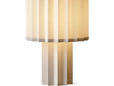 Modern Table Lamp With Pleated Fabric Lampshade And Soft Neutral Toned Design 3d model