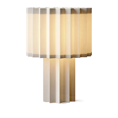 Modern Table Lamp With Pleated Fabric Lampshade And Soft Neutral Toned Design 3d model