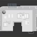 Cartoon Scene Modern High Rise Building With Glass Windows White Exterior Dome And Reflective Ground