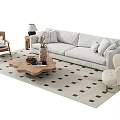 Quiet Sofa Tea Table Combination Sofa 3d model