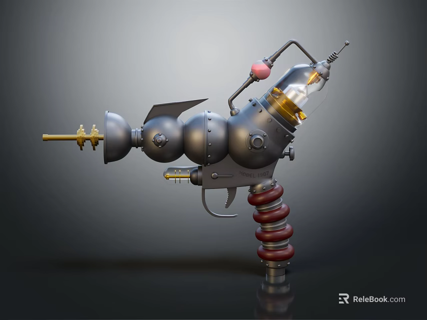 Steampunk Mechanical Weapon With Metal Parts Spring And Spherical Design Features 3d model