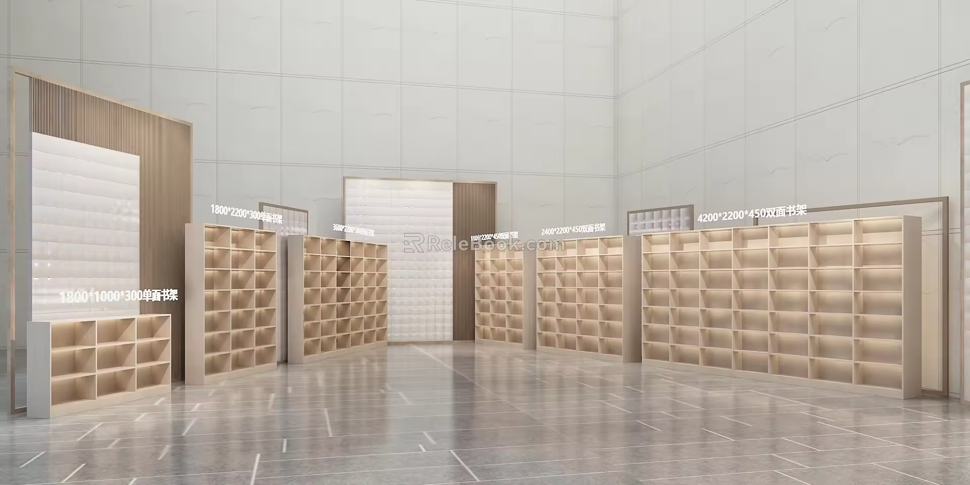 Modern bookshelf set 3d model