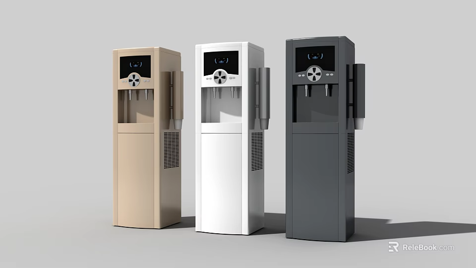 Modern Kitchen Appliances Standing Water Dispensers With Gold White Black And Digital 3d model 