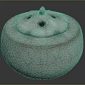 Decorative Ornament Set Light Green Crackle Glaze Ceramic With Petal Shaped Lid And Holes