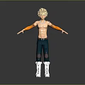 Anime Style Male Character With Spiky Blonde Hair Orange Arm Guards And White Boots
