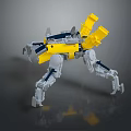 Yellow And Gray Mechanical Robot Model Featuring Multiple Legs And Tool Components 3d model