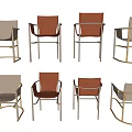Stylish Modern Leisure Chairs Featuring Leather Upholstery And Metal Frames In Orange And Grey
