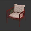 Modern Minimalist Wooden Frame Chair With Slatted Backrest Light Fabric Cushion And Curved Armrests Design