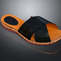 Comfortable Open Toe Slippers With Black Cross Straps And Brown Cork Sole 3d model