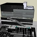 Modern Office Building With Glass Curtain Wall And Multi Storey Black White Exterior