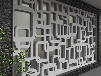 Modern Background Wall With Interlocking Square Geometric Design And 3D Textured Surface 3d model