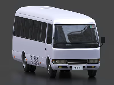 Modern White Passenger Bus With Sleek Exterior Design And Large Windows 3d model