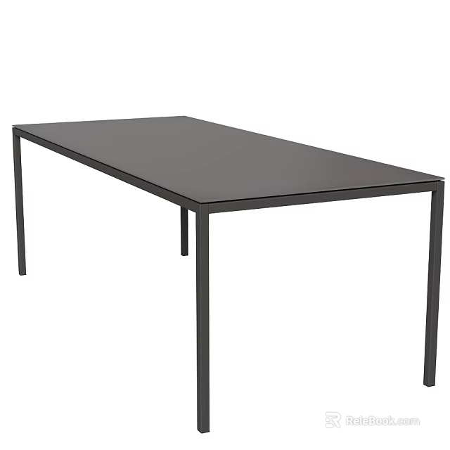 Black Rectangular Dining Table With Slim Legs Modern Minimalist Style 3d model 