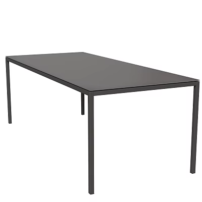Black Rectangular Dining Table With Slim Legs Modern Minimalist Style 3d model