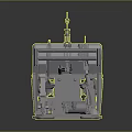 Gray Industrial Mechanical Structure Model With Complex Holes And Grid Pattern Design