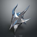 Intricate Silver Metallic Weapon With Sharp Spikes And Streamlined Angular Design