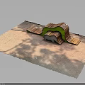 Curved Wooden Landscape Structure With Green Covering On Sandy Textured Ground