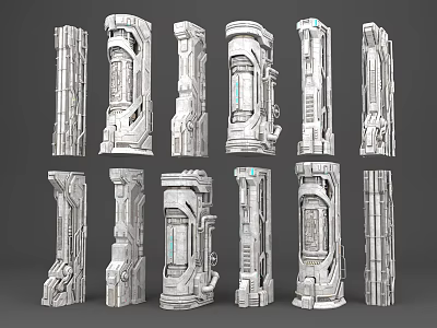 Display Of Sci Fi Themed Architectural Components In Varied Styles 3d model Display Of Sci Fi Themed Architectural Components In Varied Styles 3d model
