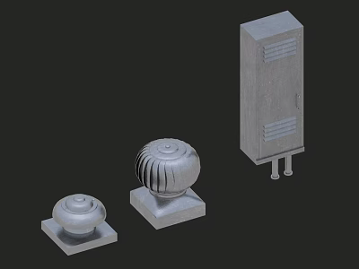 Gray Metal Vertical Cabinet With Swing Door Ventilation Grilles And Support Legs Design 3d model