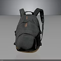 Dark Gray Canvas Backpack With Brown Bottom Double Straps And Orange Accents 3d model