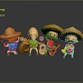 Cartoon Game Movie Band Characters Wearing Colorful Sombreros And Playing Instruments