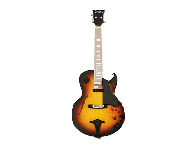Vintage Sunburst Semi Hollow Electric Guitar as Musical Instrument with Classic Body and Neck Design 3d model