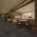 Traditional Chinese Restaurant Interior Design With Hanging Lanterns Decorative Tree Open Counter And Fruit Displays