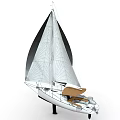 Sleek White Sailboat Featuring Open Deck Brown Canopy And Wooden Seats
