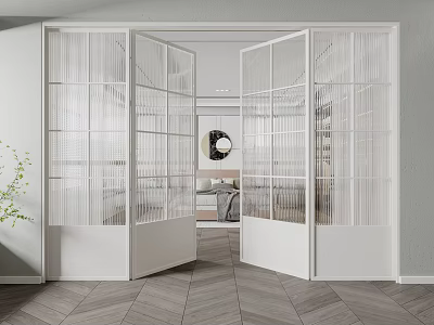 Modern double door Changhong glass double door 3d model