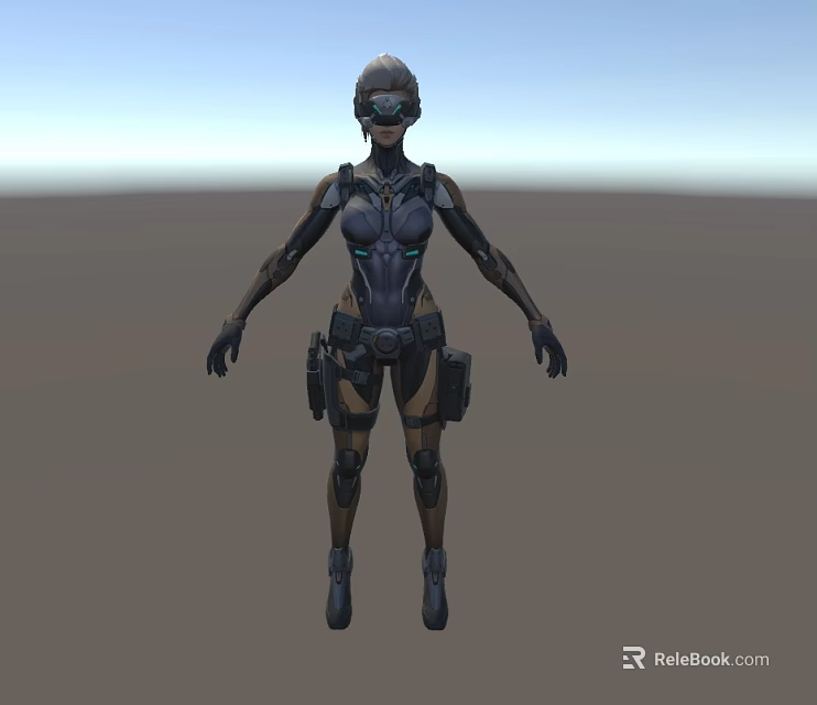 Sci Fi Female Game Character With Futuristic Armor And Combat Gear 3d model 