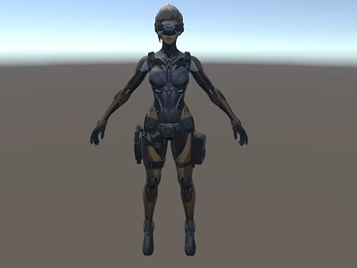 Sci Fi Female Game Character With Futuristic Armor And Combat Gear 3d model