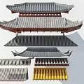Chinese Traditional Roof Components With Layered Structures Grey Yellow Tiles And Classic Eave Designs
