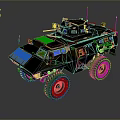 Military Armored Tank Featuring Camouflage Paint Blue Windows Large Wheels And Roof Weapon System