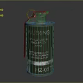 Green Military Grenade With Warning Label And Serial Number IZ0574