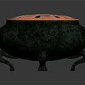 Elegant Traditional Tea Set With Green Jade Body Copper Perforated Lid And Three Legs