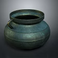 Artisan Crafted Ancient Bronze Sculptural Vessel With Textured Surface And Handle Design