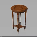 Classic Wooden Side Table With Round Tabletop And Three Carved Legs