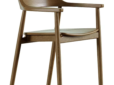 Modern Walnut Solid Wood Armrested Dining Chair With Comfortable Padded Seat For Cozy Home Use 3d model