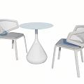 Modern White Dining Chairs With Ergonomic Backrest And Round Table For Home Dining Space 3d model