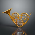 Golden Heart Shaped Horn with Shiny Surface on Dark Background